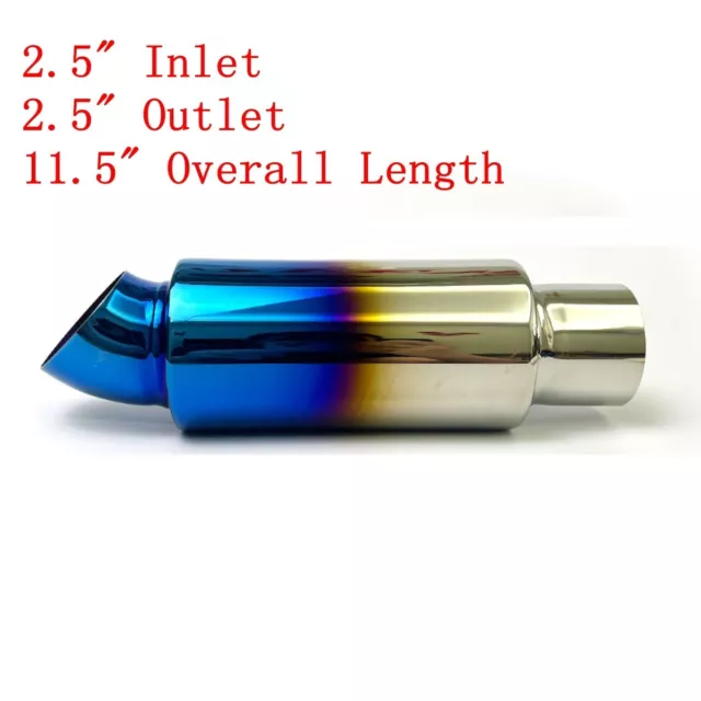 2.5" Inlet Outlet Burnt Blue Exhaust Resonator Muffler Pipe Curly Tip Stainless