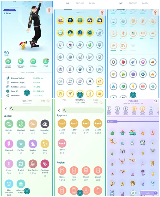 COMPTE POKÉMON GO. 50 + 873 Shiny 654 IV100 760 Legendary 2016 EUR 915,78 PicClick FR