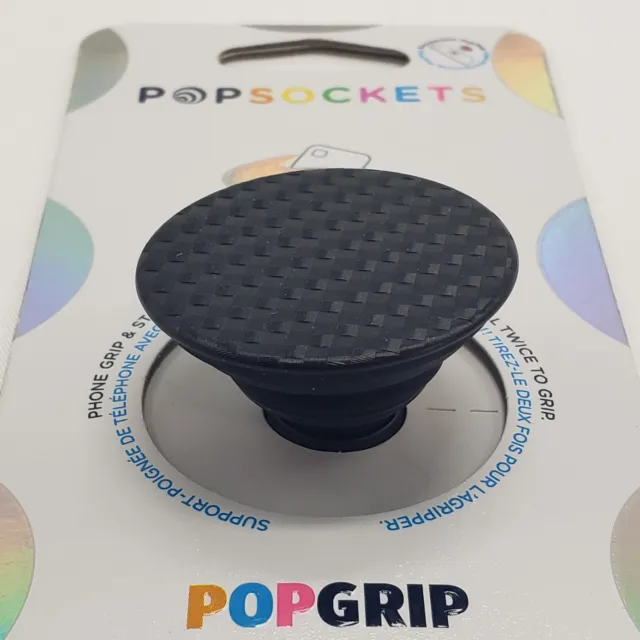 PopSockets Phone Grip Stand Carbonite Weave Black POPGRIP Popsocket