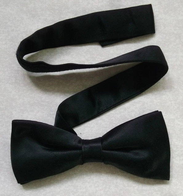 Vintage Bow Tie MENS Dickie Bowtie Retro Adjustable SILKY SHINY BLACK
