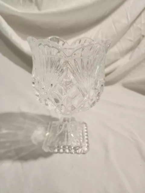 Vintage Shannon Cut Lead Crystal Pineapple Design Scalloped Pedestal Candy Bowl