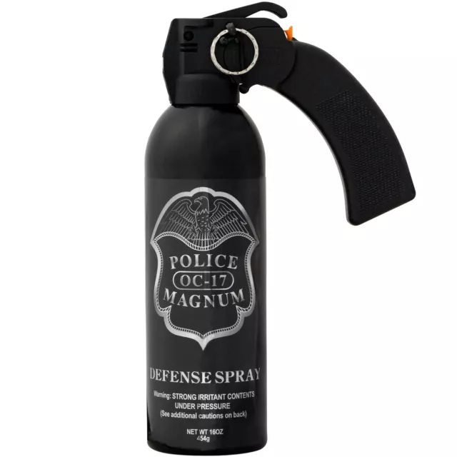 POLICE MAGNUM Pepper Spray 16 ounce Anti-Riot Pistol Grip Home Office Security