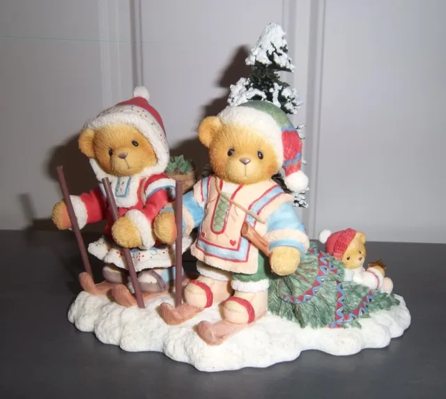 ENESCO Cherished Teddies SEGRID JUSTAF & INGMAR Bear Figurine SKIING 352799 LTD