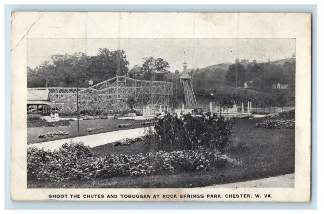 c1910's Shoot The Chutes And Toboggan At Rock Springs Park Chester WV Postcard