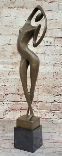 Signed Original Miguel Lopez Abstract Modern Art Female Bronze Sculpture Statue