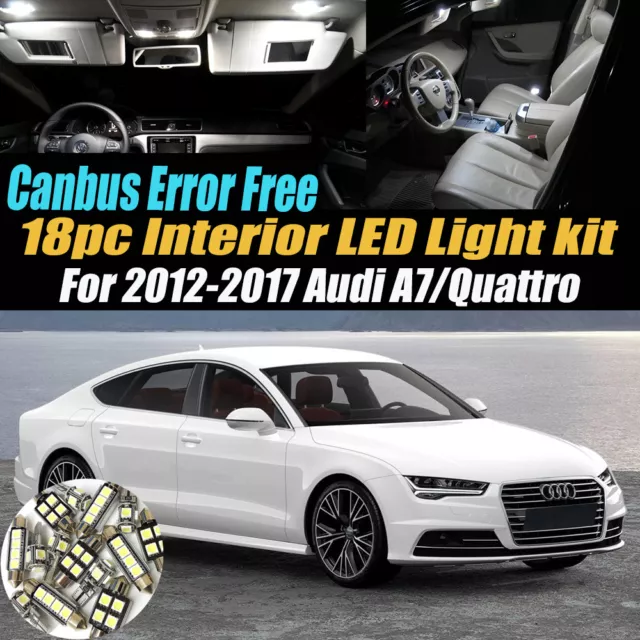 18Pc CANbus Error Free Interior LED White Light Kit for 2012-17 Audi A7/Quattro