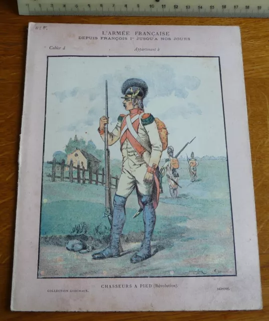 Ancien Protège-cahier Couverture "CHASSEURS A PIED (Révolution)"