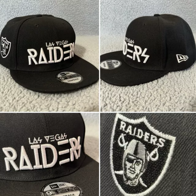 LAS VEGAS RAIDERS Hat Cap Snapback Black Silver New Era Los Angeles ...