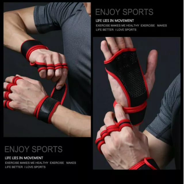 Fitness Gloves M-XL Weight Lifting Gym Workout Training Sports Wrist Wrap Strap