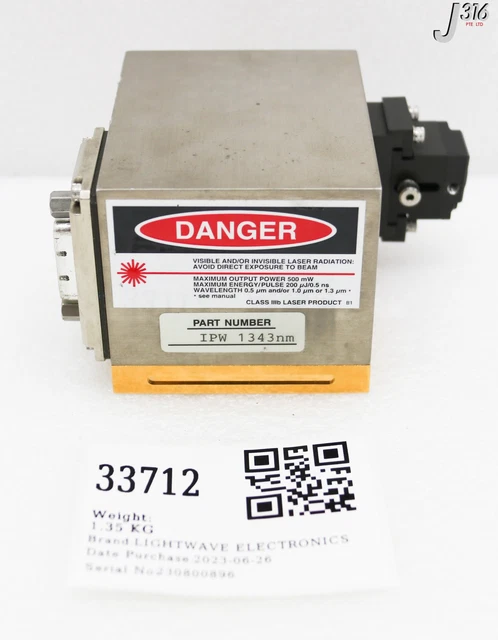 33712 Lightwave Electronics Solid State Laser Series 110, 82400 Ipw 1343Nm