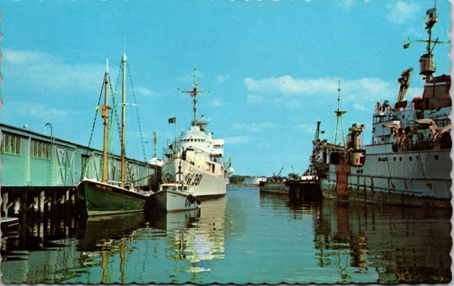 USCGC Barataria (W-381) At Wharf Portland Harbor Maine Vtg Chrome Postcard