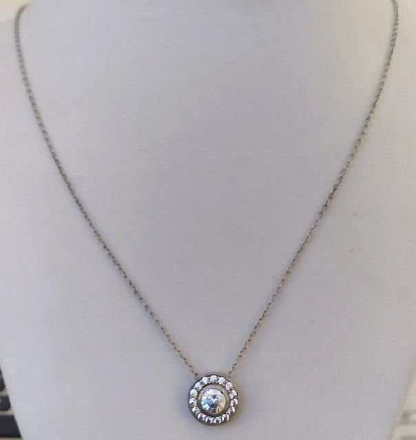 JUDITH RIPKA Sterling Silver ROUND CZ Slide Pendant on 18"-20" necklace JUDITH RIPKA Sterling Silver ROUND CZ Slide Pendant on 18"-20" necklace