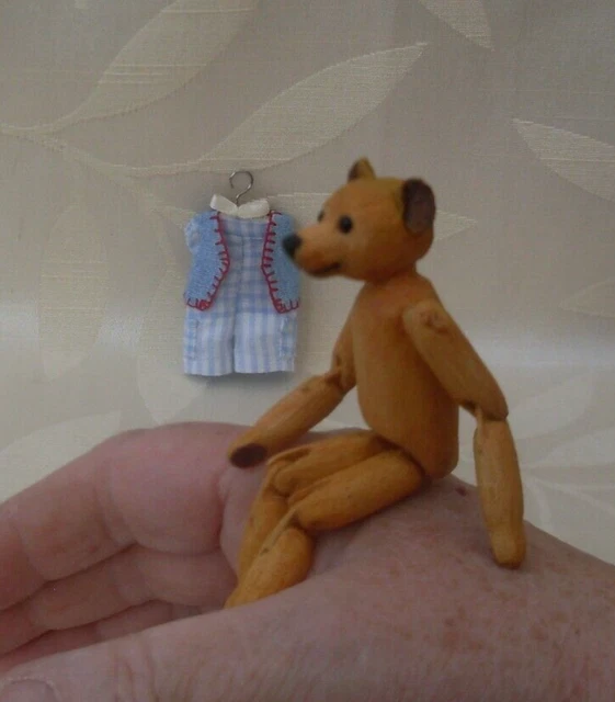5" Bär Antikstil Holzpflock Puppe/Tier/Grodnertal Stil/Künstler handgeschnitzt