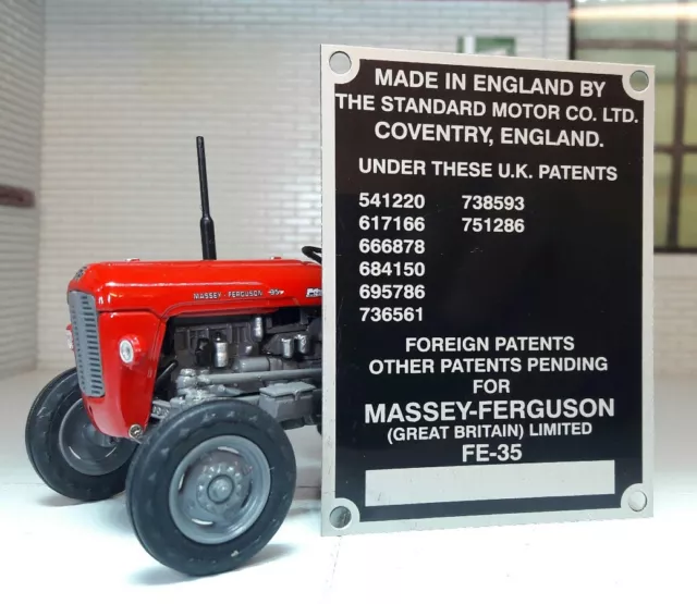 Massey Ferguson Standard FE35 35 Tracteur Commission Plaque 8 Verni Numéros 1958