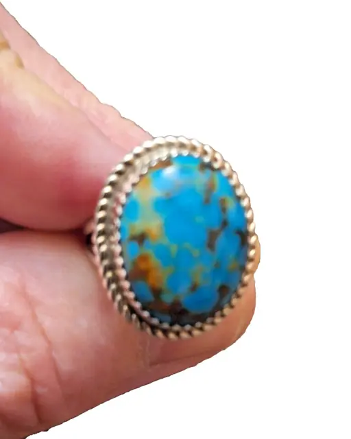 Vintage Native American Benjamin Piaso Sterling Silver Turquoise Ring Size 6.75