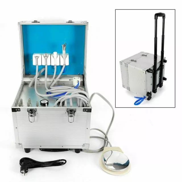 4 Holes Dental Delivery Unit Portable Mobile Rolling Case Air Compressor Syringe