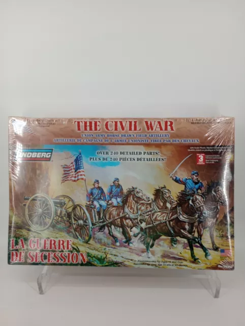 New Lindberg Union 1/16 Civil War Horse Drawn Field Artillery Model Kit # 70350