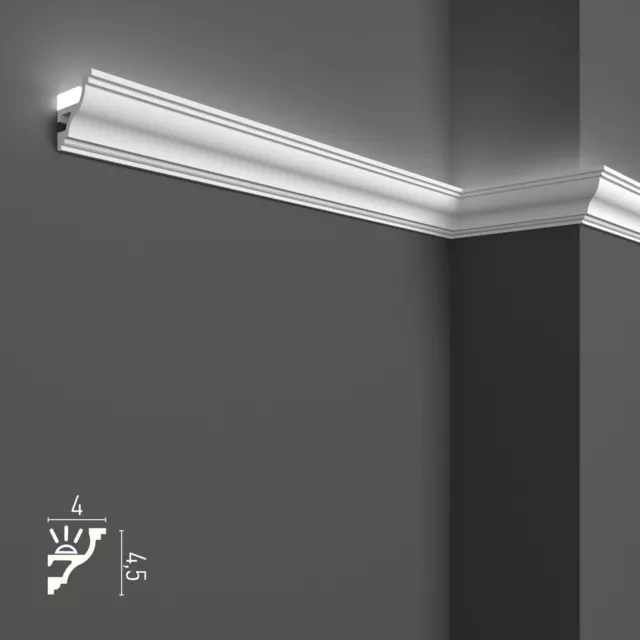 KH905 - Cornici velette per illuminazione indiretta led a soffitto e parete 2mt