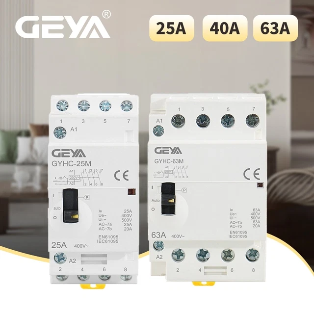 GEYA Modular AC Contactor 4P 16-63A 220V - Manual/Automatic Control For Household & Industrial Use