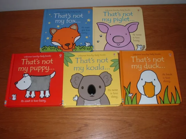 That's Not My Books 5 Usborne Touchy Feely Piglet Puppy Koala Fox Duck - Ex Con