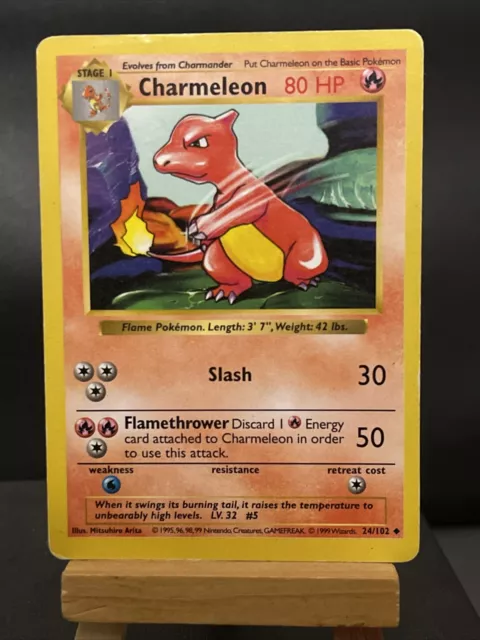 Pokemon Card Charmeleon 24/102 SHADOWLESS Base Set WOTC Played
