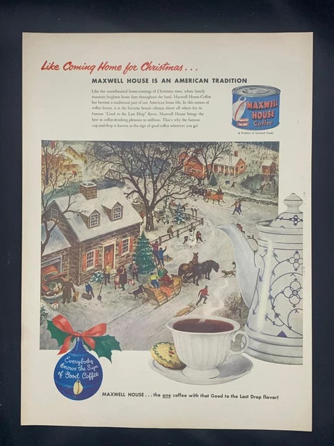 Magazine Ad* - 1951 - Maxwell House Coffee - Christmas