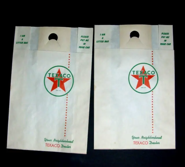 Vintage Texaco Gas station Advertising Litter Bags(2) Unused