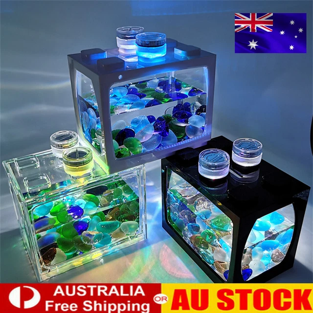 7 Color Changing Mini Aquarium Fish Tank With LED Lamp Light Betta Fighting Fish