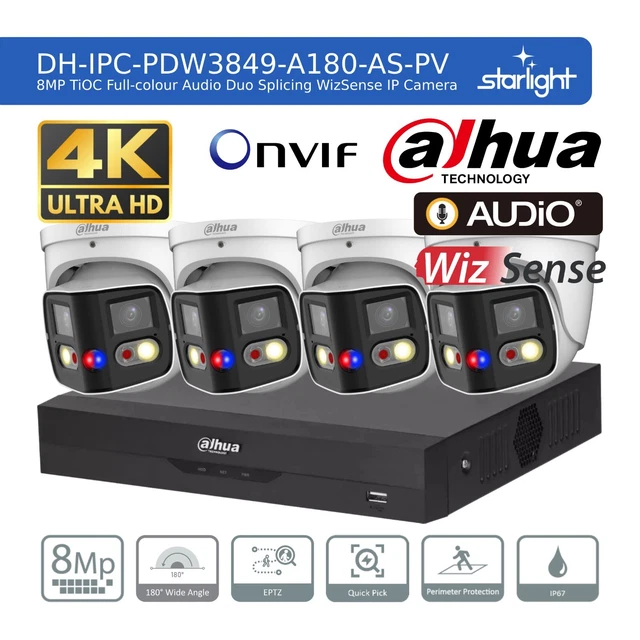 DAHUA IP 4K Cctv Security System 8Mp Audio Hd Camera Colorvu Outdoor ...