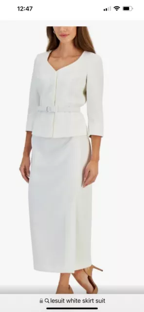 Lesuit Skirt Suit/Ivory/Size 14/New With Tag/Retail$240/Lined/Long Skirt