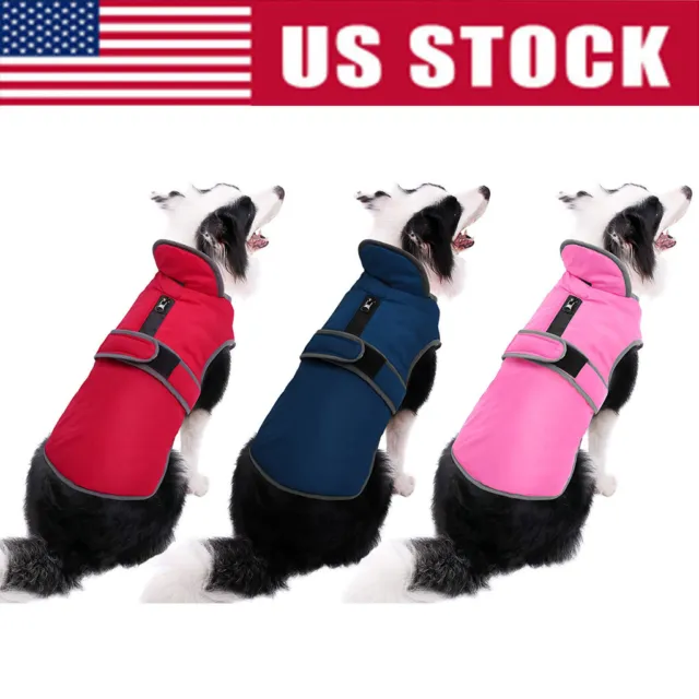 Waterproof Fleece Warm Pet Dog Coat Winter Jacket Clothes Sweater Reflective USA