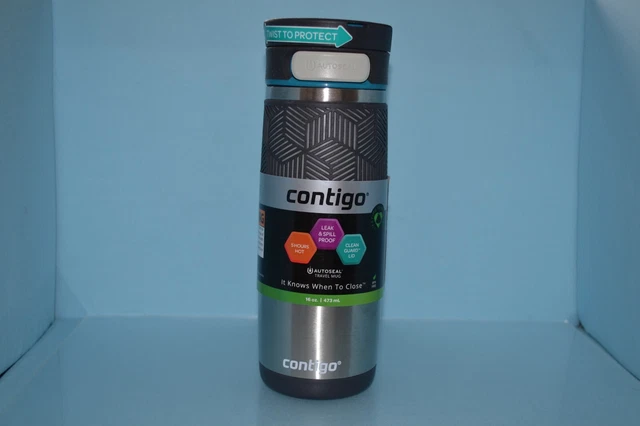 Contigo AUTOSEAL Travel Mug 16oz Stainless w/ Blue Lid No-Spill Thermos