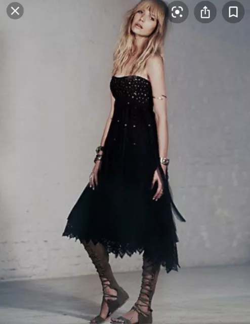 Free People Studded Party Dress in Black size 4 RARE SOLD OUT Retail $350