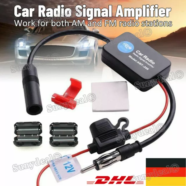 Universal Autoradio Antennenverstärker AM/FM Antennensignal Verstärker 12V KFZ