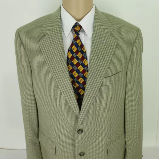 42 R Brooks Brothers Beige Grigio Seta Lana 2 Btn Giacca da Uomo Sport Cappotto