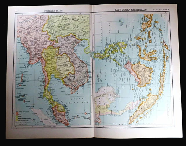 MAP OF SIAM Thailand Burma Annam Vietnam Farther Indian Archipelago ...