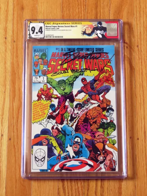 MARVEL SUPER HEROES SECRET WARS #1 CGC SS 9.4 NM WP 1984 signed Shooter Beatty
