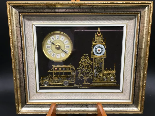 Clock framed 10” X 8.5” David Of London Horological Montage city street collage