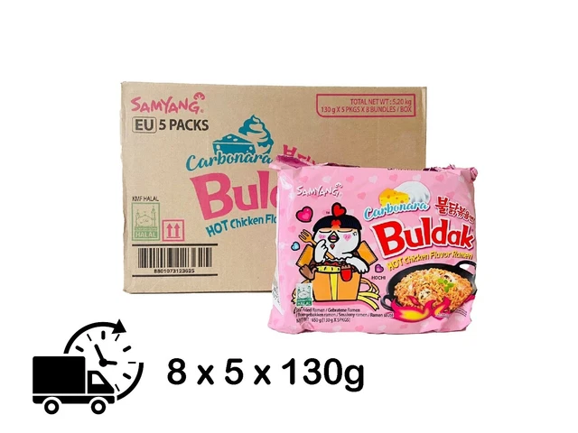1 scatola di pasta Samyang Hot Chicken sapore ramen buldak carbonara - 8 x 5 x 130 g