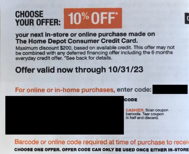** Save up to $200 ** Home Depot 10% Off Coupon ONLINE or IN-STORE Exp 10/31/23