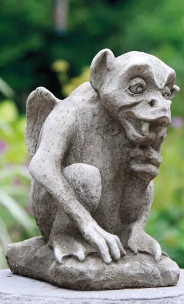 Thinking Gargoyle Stone Statue | Gremlin Mythical Outdoor Decor Garden Ornament