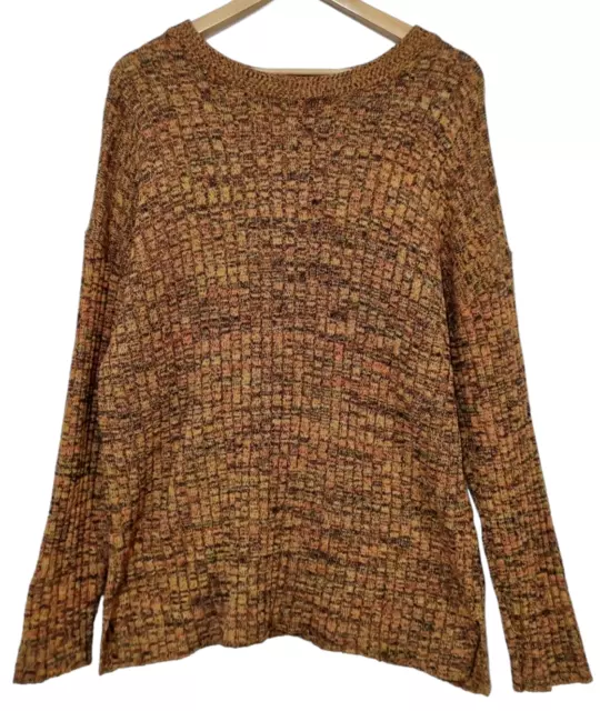 Ghanda Womens Multicolour Rib Knit Soft Long Sleeve Jumper Pullover - Size M