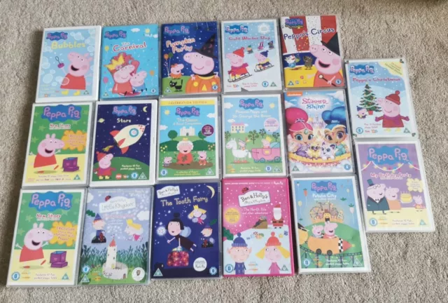 17 x Peppa Pig dvd bundle, Ben and Holly, Shimmer and Shine. Preschool, Kids