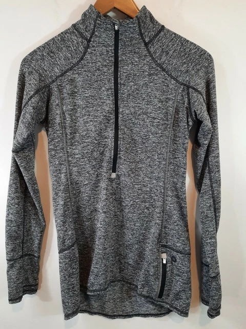 Athleta Womens Pullover Small Half Zip Running Wild Gray Reflective Shirt Pocket