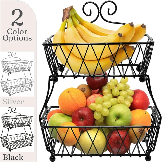 SORBUS 2TIER FRUIT Basket Display Stand, Countertop Metal Storage for