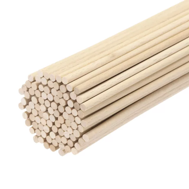 100pcs Round Wood Sticks 2"x8" Dowel Rod Unfinished Hardwood Stick Craft Twigs