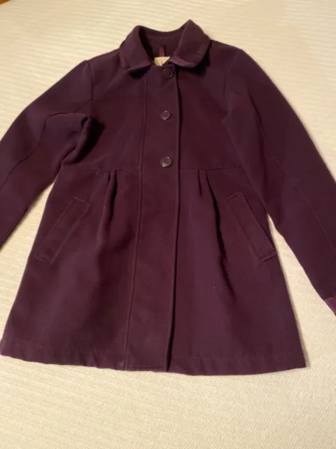 Land's End girls size large 14 dress coat purple zipper w/ 3 buttons good cond