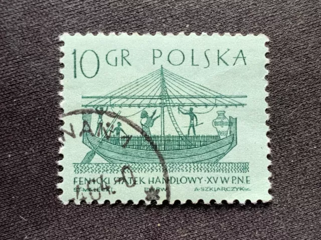 Poland Polska 1963 Sailboats 10Gr Green Fenicki Statek Handlowy - Used