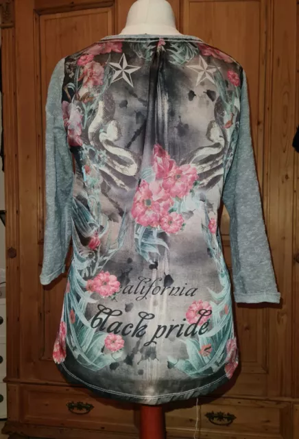 KEY LARGO- Damen-Shirt/Bluse, , Gr. 38 M, vorne grau, hinten mit Muster