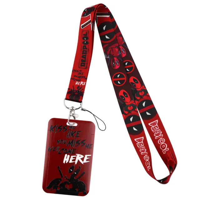 Deadpool Comic Movie Superhero Face Mask Red Lanyard With ID Badge Holder